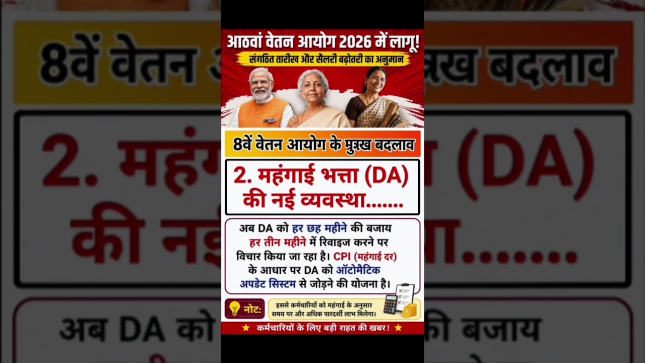 8th pay commission basic salary 2% महंगाई भता DA hike #8thpaycommission #salary #govtemployees #ops