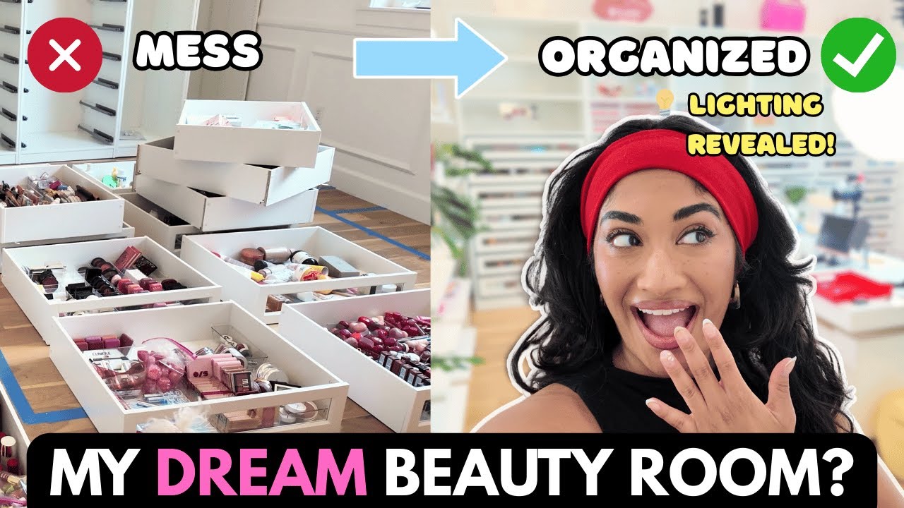 THE ULTIMATE BEAUTY ROOM TRANSFORMATION ✨ Lighting, Organizing, & FINAL TOUR