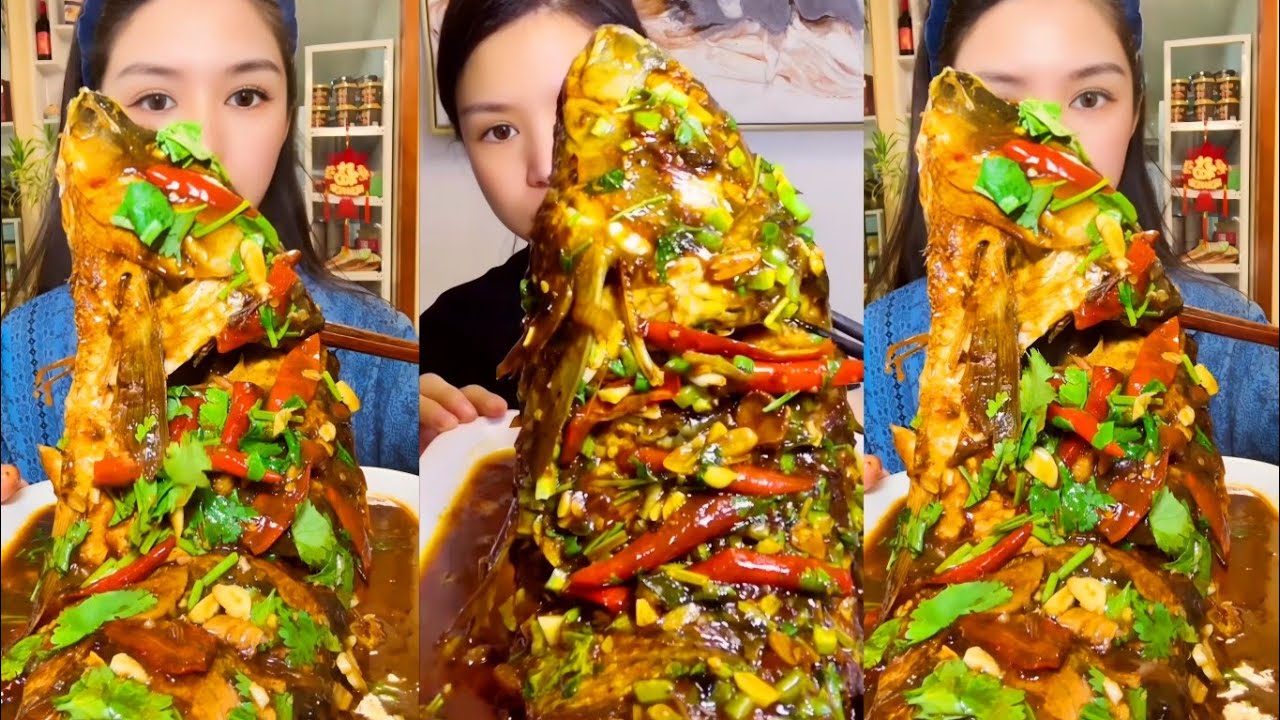 Eating Spicy Big Fish Fry Mukbang | Eating Fish Curry | Fish Head Curry | ASMR eating videos