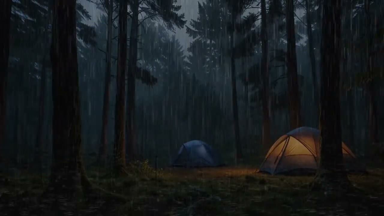 Heavy Rain in Transparent Roof Tent‼️Camping Alone in Heavy Rain