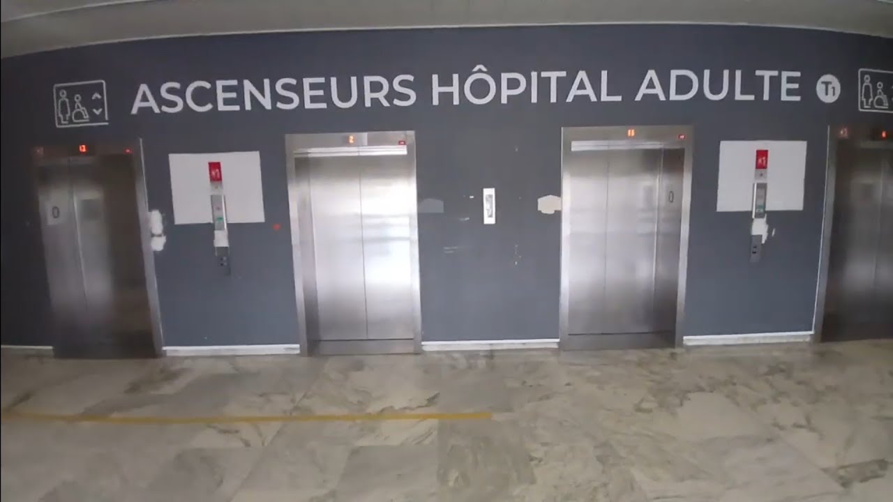 4 ascenseurs OTIS Prelexan de 1973 (remplacés par KONE KSS 140) @ Hôpital Timone 1, Marseille, FR.