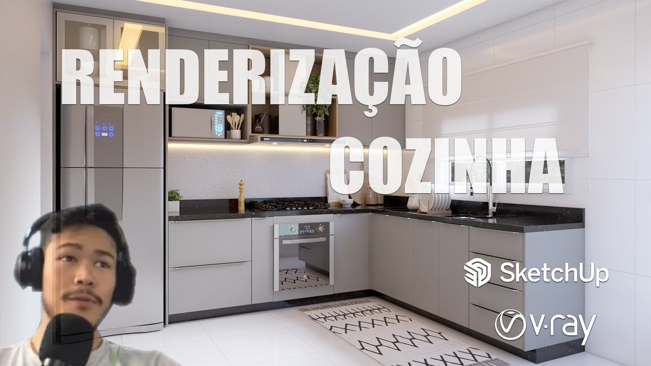PROJETO COMPLETO - COZINHA EM L #2 SKETCHUP E VRAY