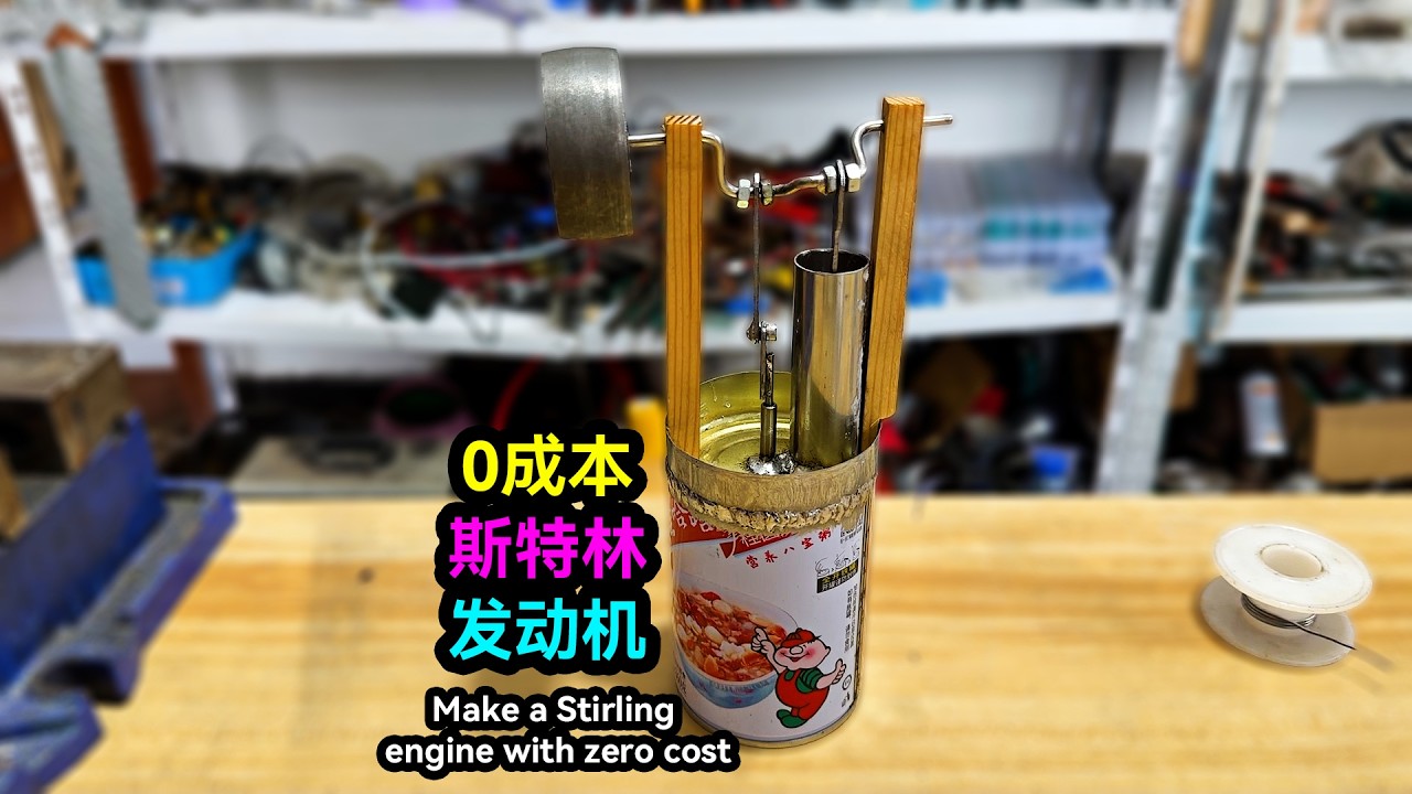 在家0成本製作斯特林發動機 Make a Stirling engine with zero cost