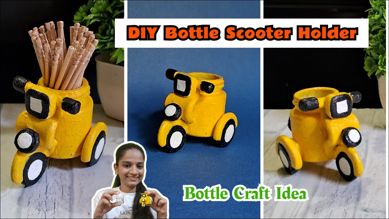 DIY Bottle Scooter from Empty Paint Bottle / Scooter Toothpick Holder/Best out of Waste Ideas/Craft