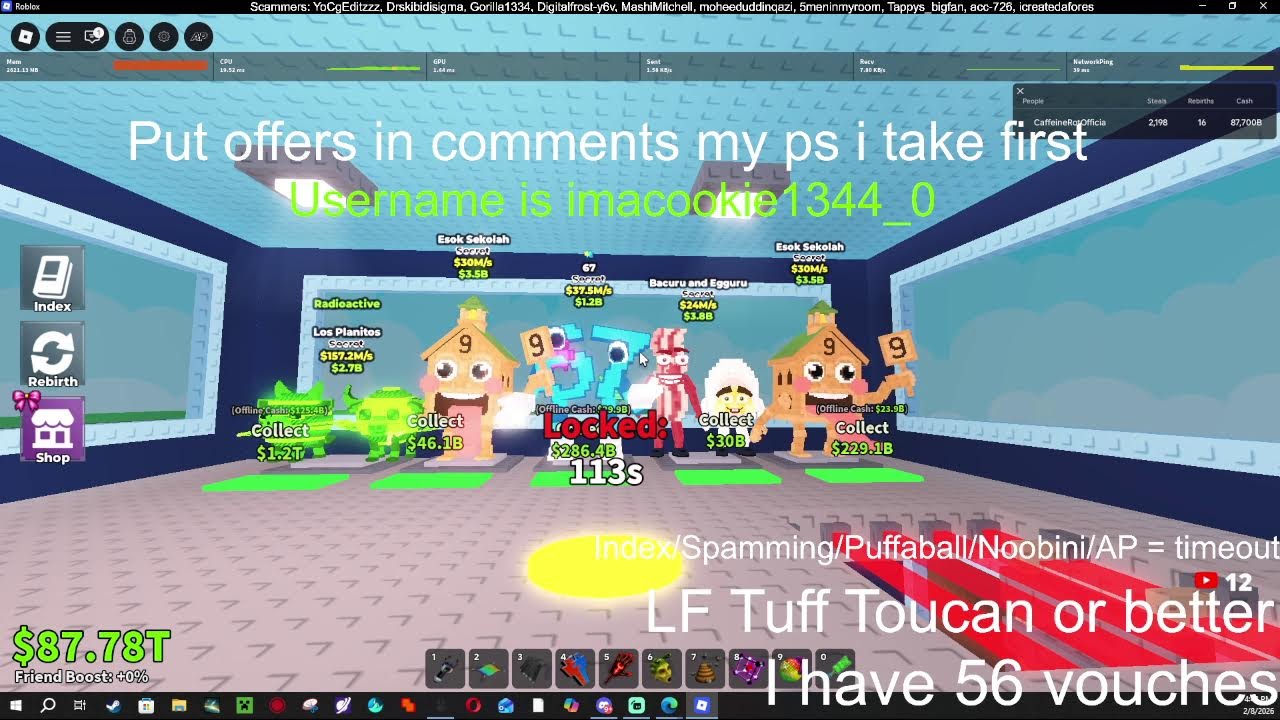 Trading and Indexing with viewers in chat