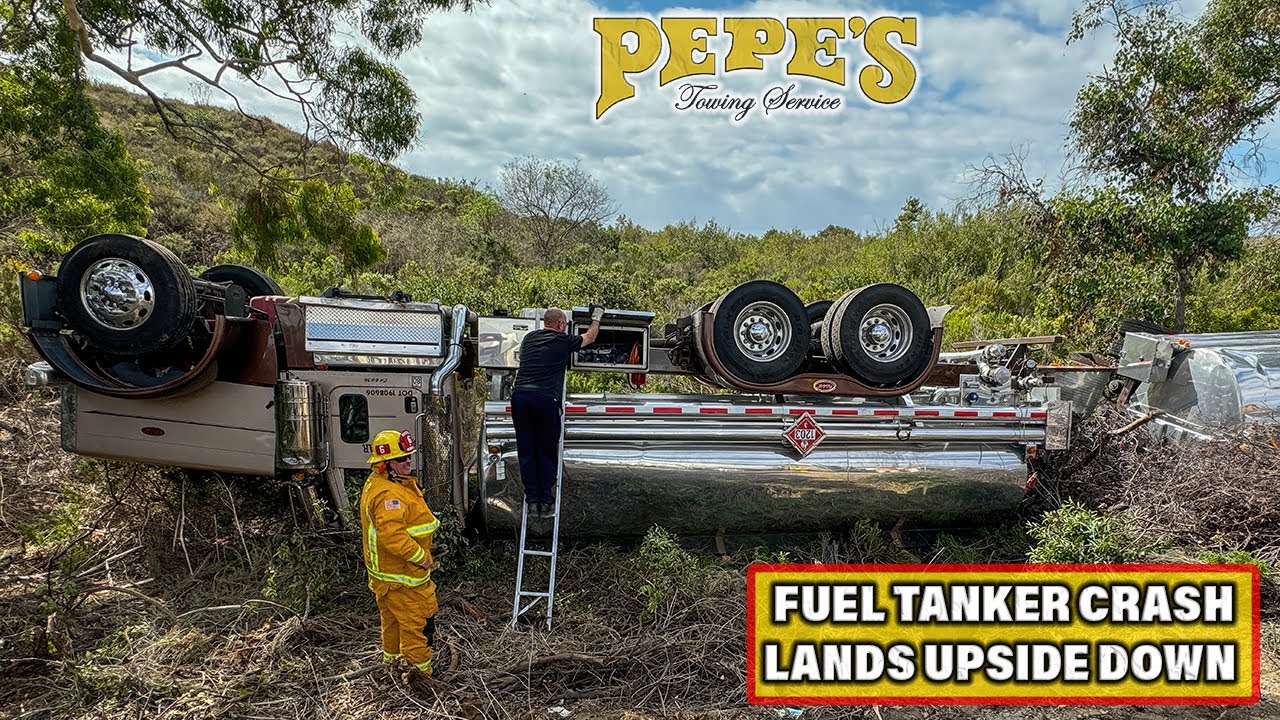 Fuel Tanker Crash Lands Upside Down