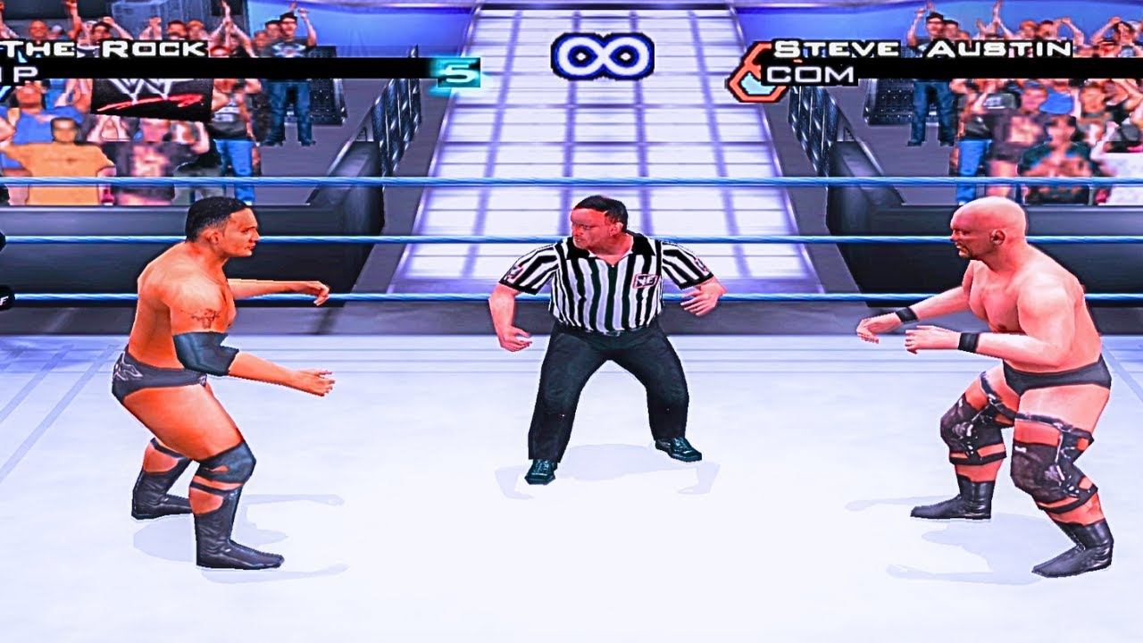 The Rock vs Stone Cold Steve Austin (WWF SmackDown! Just Bring It) PS2 Gameplay
