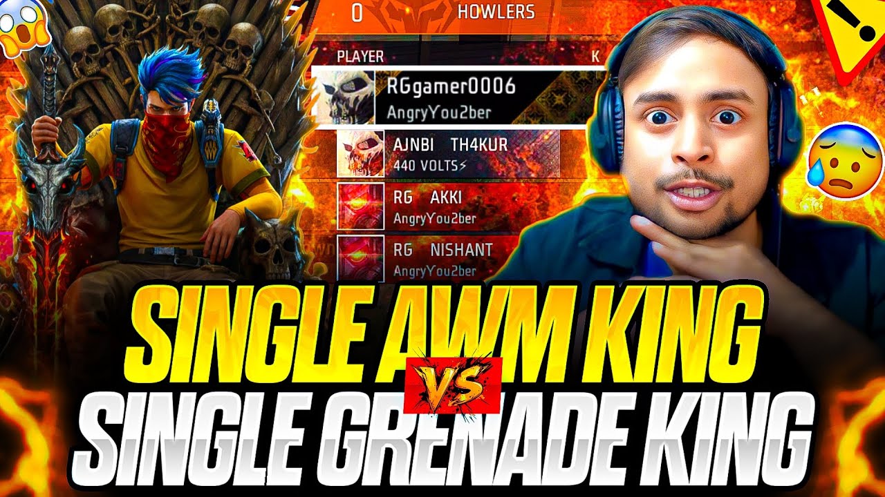 SINGLE AWM KING  VS  SINGLE GRENADE KING 💣👑 MOUT KA KHEL 🤯🔥 - GARENA FREE FIRE