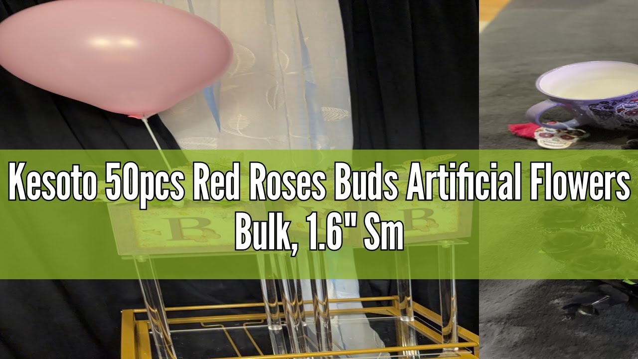 Kesoto 50pcs Red Roses Buds Artificial Flowers Bulk, 1.6