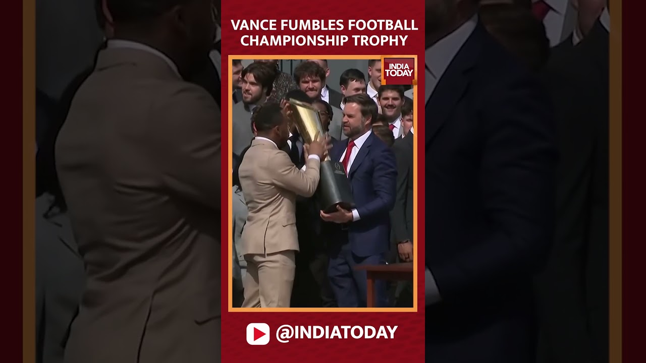 JD Vance Fumbles College Football Championship Trophy As White House Celebrates Ohio State