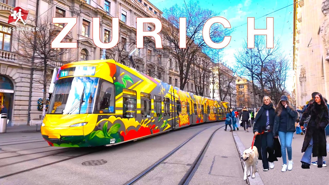 Zurich on Saturday Walking Tour Switzerland 🇨🇭 Trams, Luxury Cars & City Life