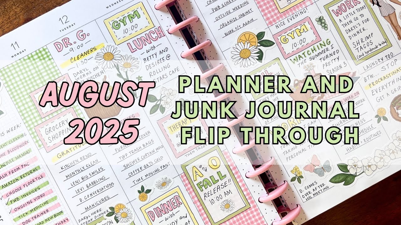 August 2025 Planner & Journal Flip Through! Big Vertical Happy Planner & Junk Journal -After the Pen