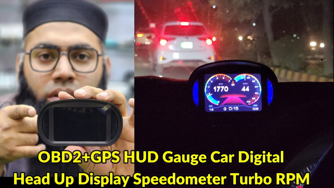 OBD2+GPS HUD Gauge Car Digital Head Up Display Speedometer Turbo RPM Alarm 