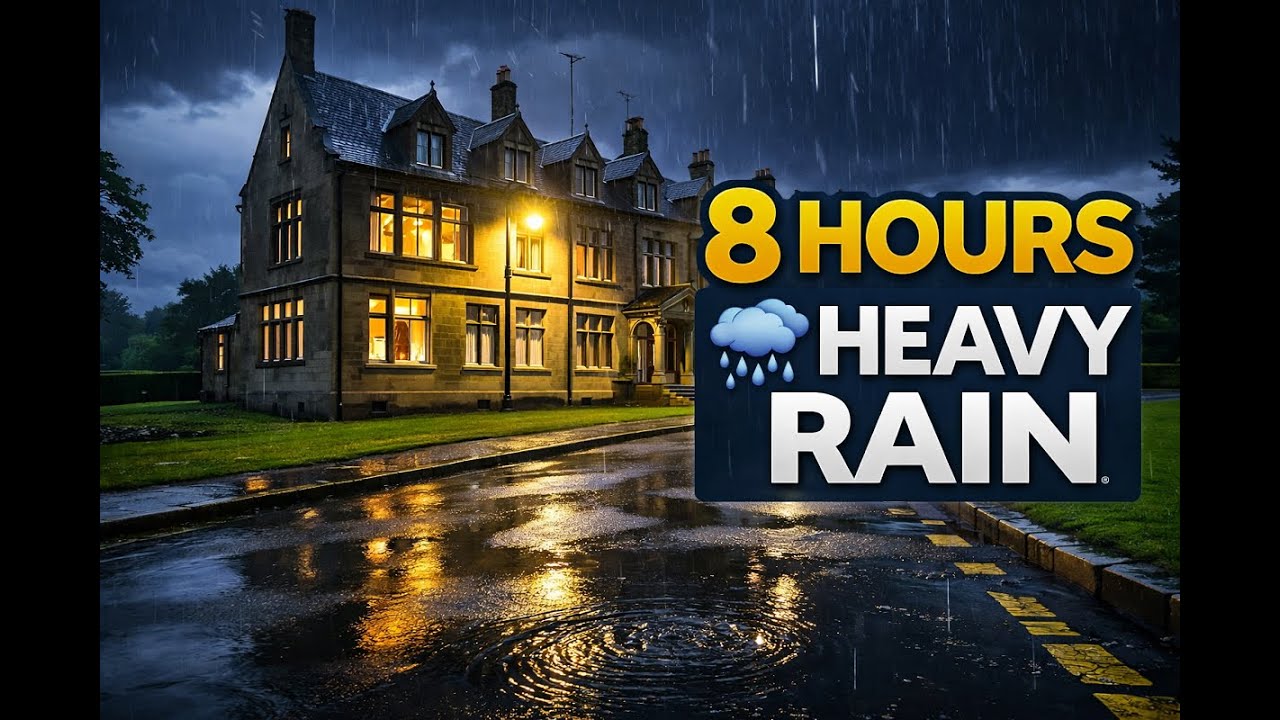 Cinematic Night Rain | Luxury Mansion (8 Hours)