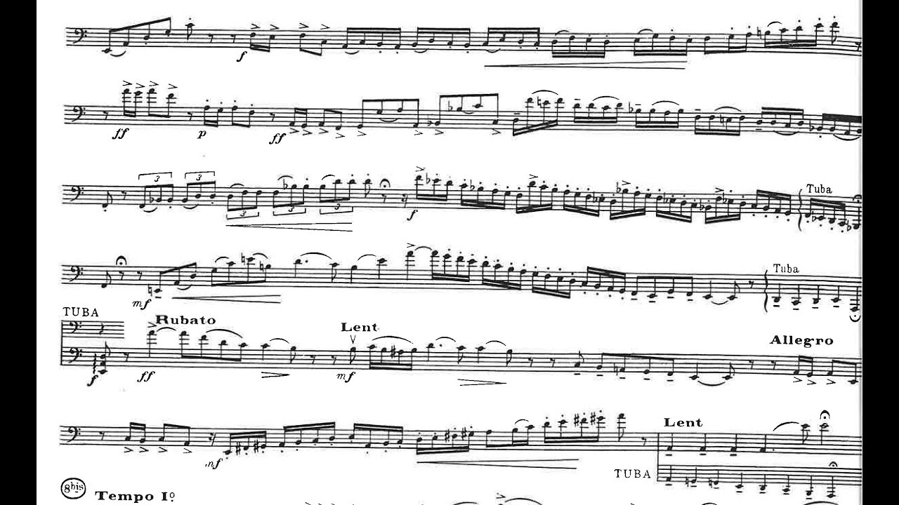 Eug&egrave;ne Bozza - Prelude et Allegro for Bass Trombone and Piano (1953) [Score-Video]
