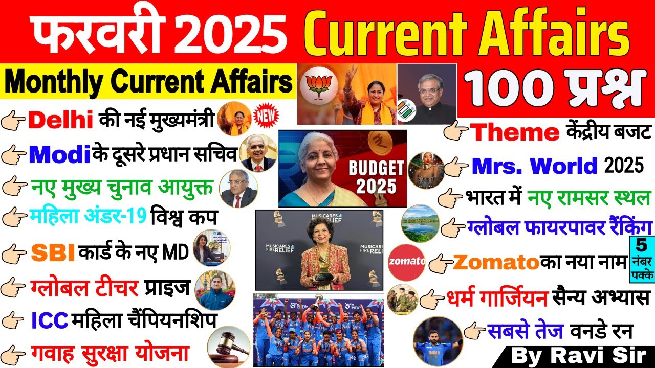 Current Affairs 2025 February | Jan 2025 Monthly Current Affairs | Current Affairs 2025 Full Month