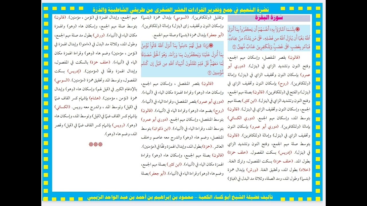 [٥] الربع الخامس من سورة البقرة بالقراءات العشر الصغرى _ القارئ الشيخ محمود بن إبراهيم الزبيبي 