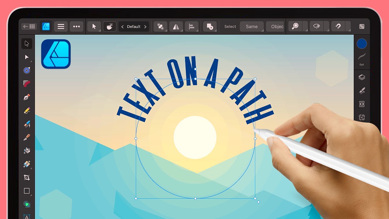 Размещение текста по контуру с помощью версии Affinity Designer для iPad