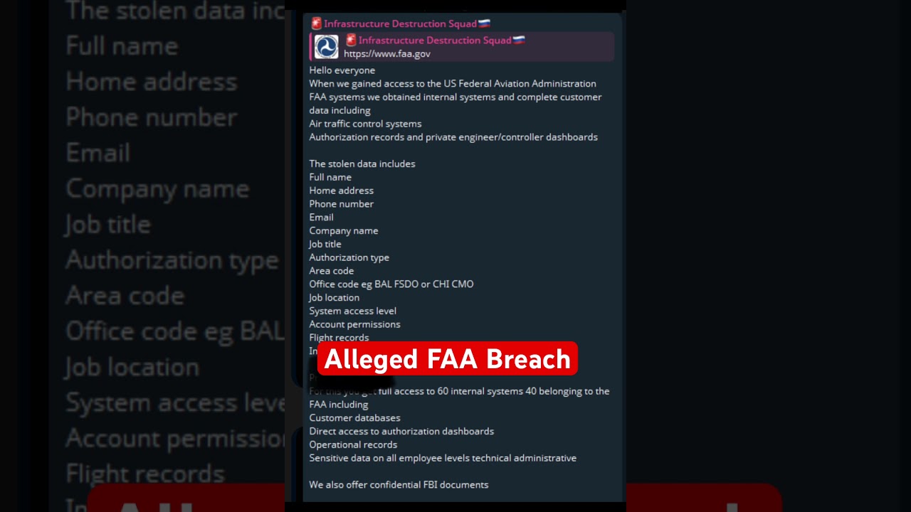 Alleged FAA Breach #news #faa #databreach #cyberattack