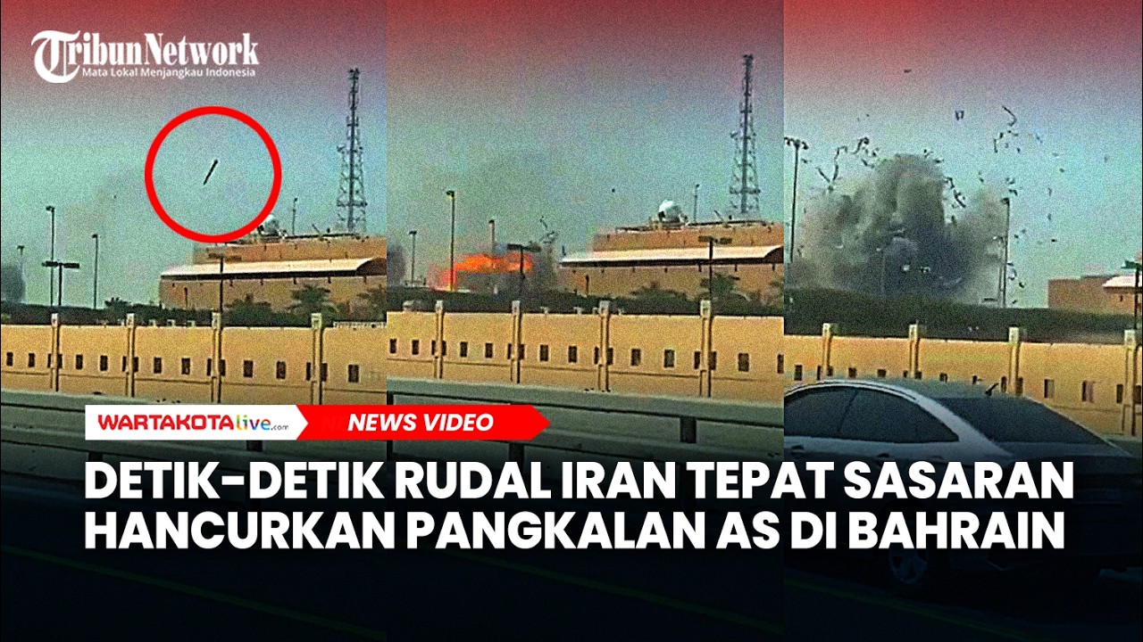 Detik-detik Rudal Iran Tepat Sasaran Hancurkan Pangkalan AS di Bahrain