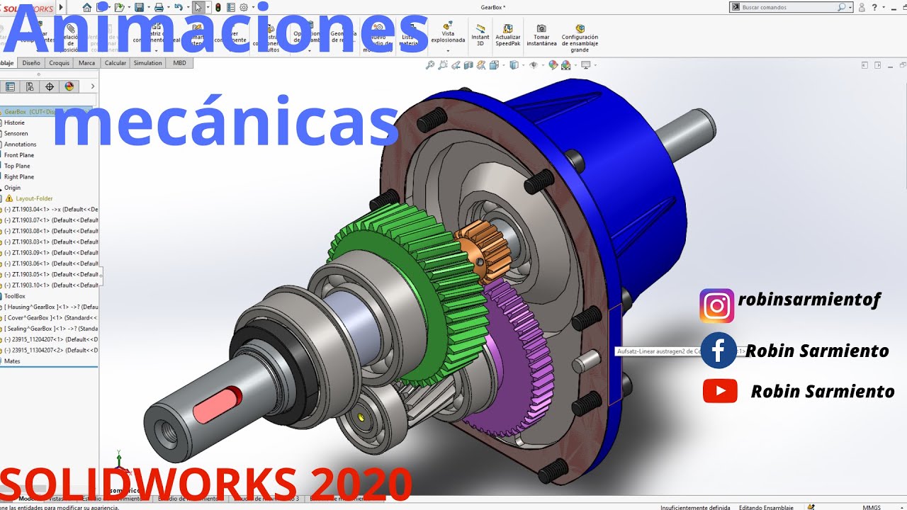 Animaciones mecánicas en SOLIDWORKS 2020 usando Solidworks MOTION