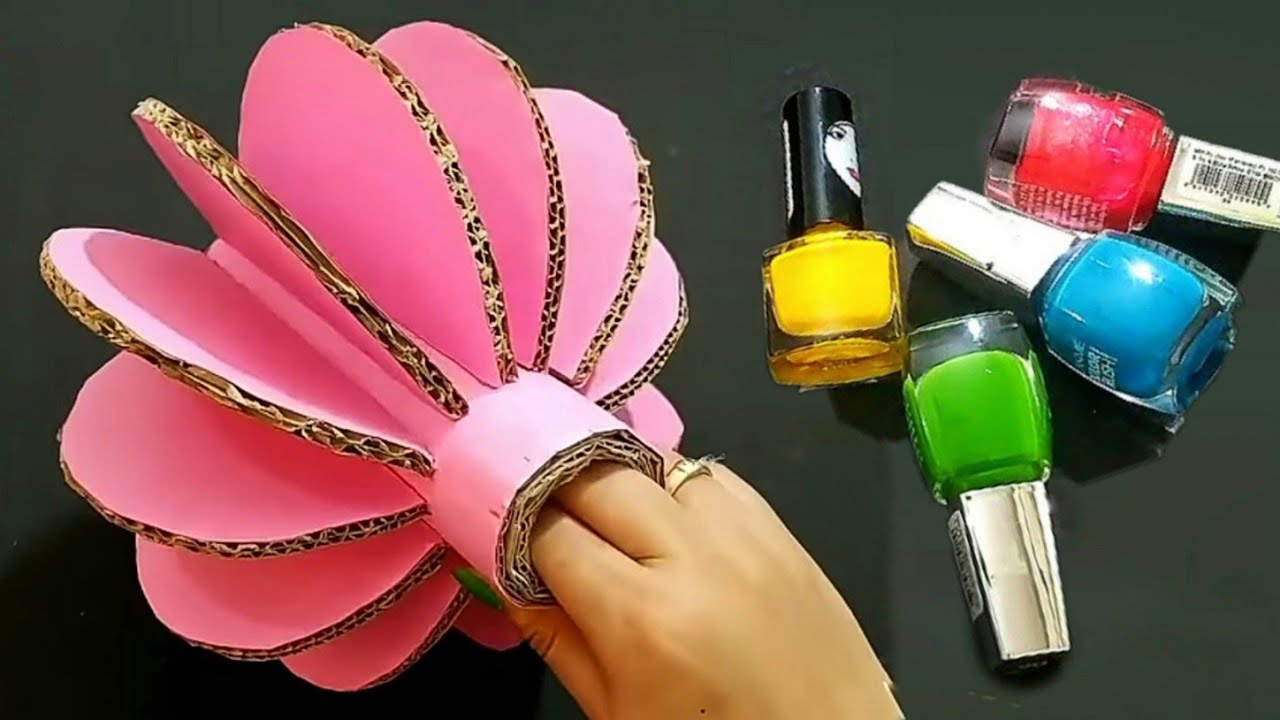 3 Superb Home Decor Idea Out Of Waste cardboard and Old Nail polish
