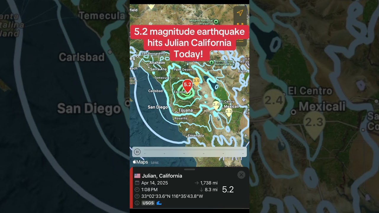 5.2 EARTHQUAKE HITS JULIAN, CALIFORNIA! USGS Reports Magnitude 5.2 Quake #earthquake