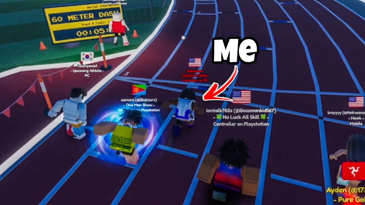 Я участвовал в гонках на профессиональном сервере в Roblox Track and Field Infinite