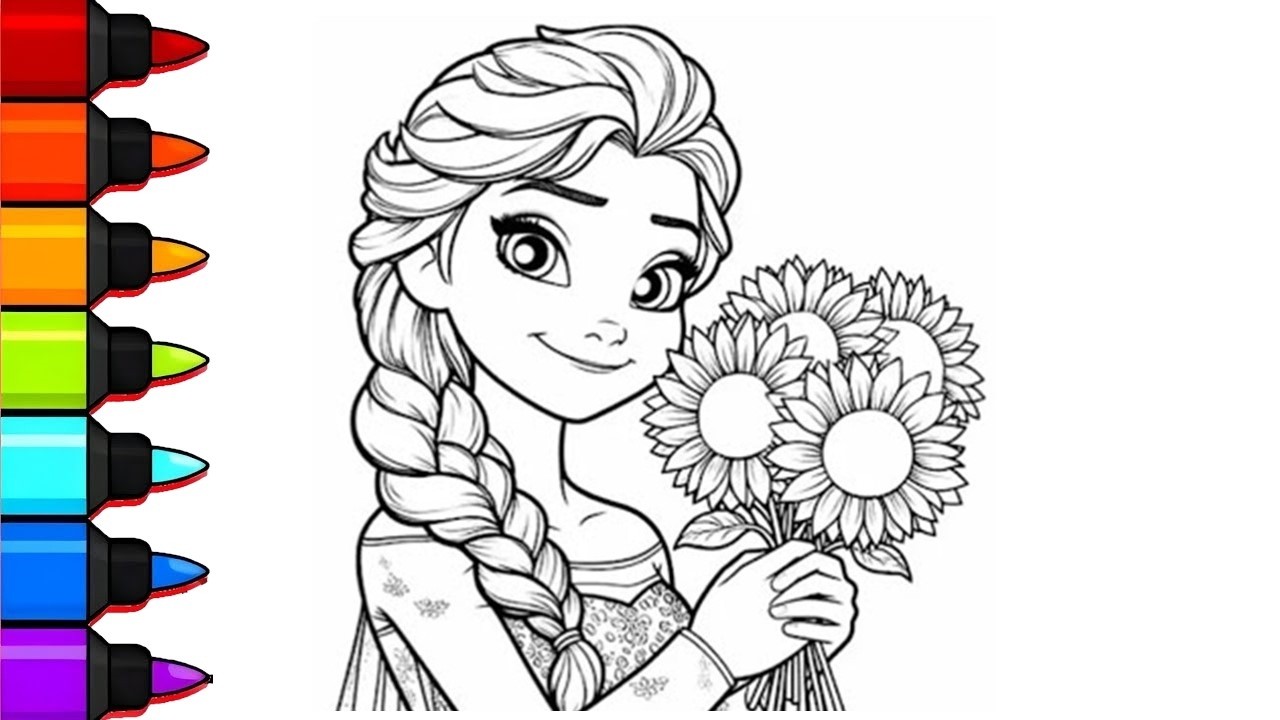 Elsa Frozen Drawing, Panting And Coloring For Kids And Toddlers | Let's Draw Together