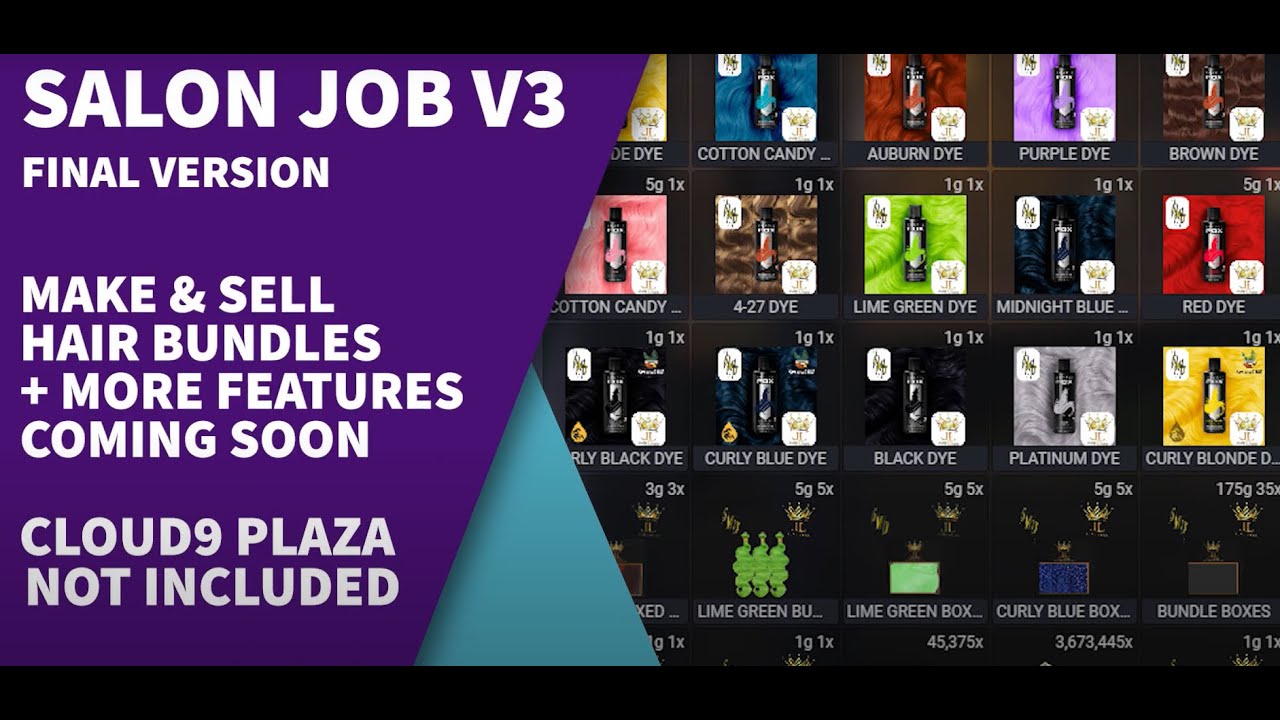 SALON JOB V3 ESX / QB - W/ 5M DEVS CUSTOM PROPS & ANIMATIONS + HOW TO