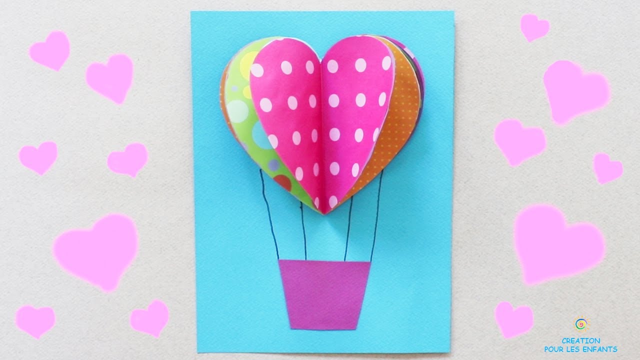 Tuto: Carte Saint Valentin - MONTGOLFIERE. DIY: Valentine's Day Card - Hot Air Balloon.