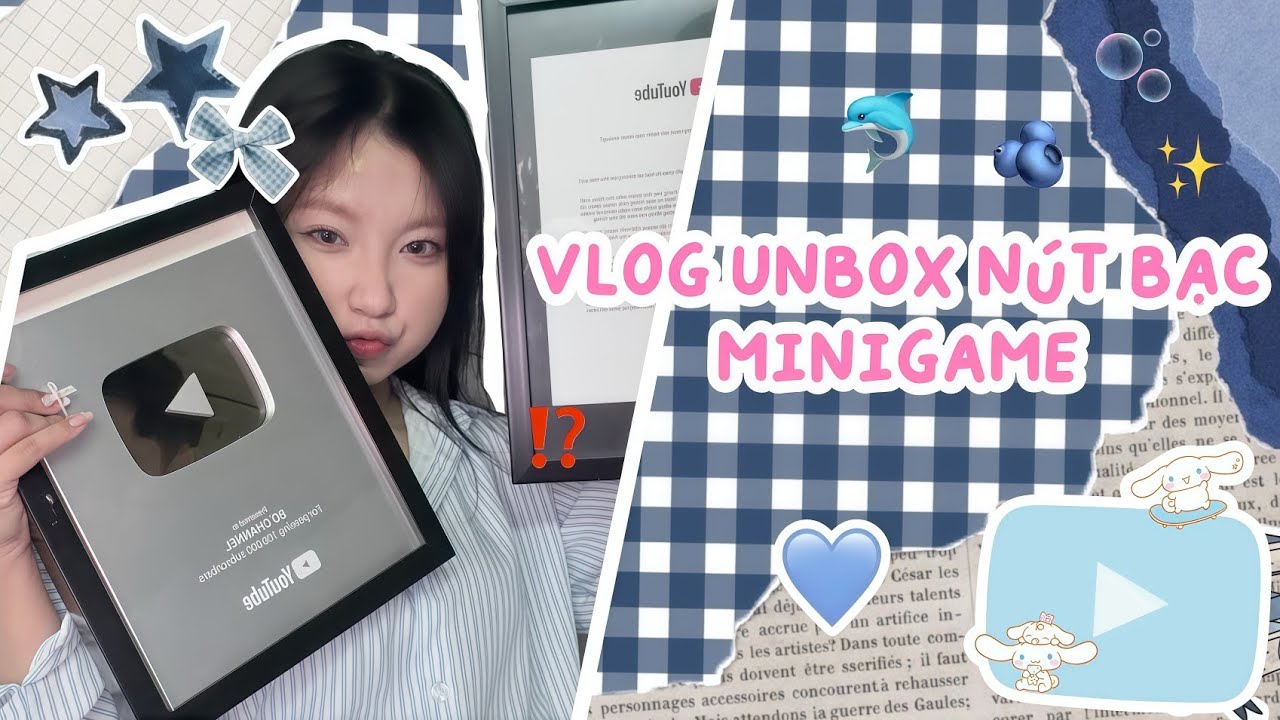 VLOG Unbox NÚT BẠC YOUTUBE + Minigame 🎁🎂🎉 | Bơ Channel