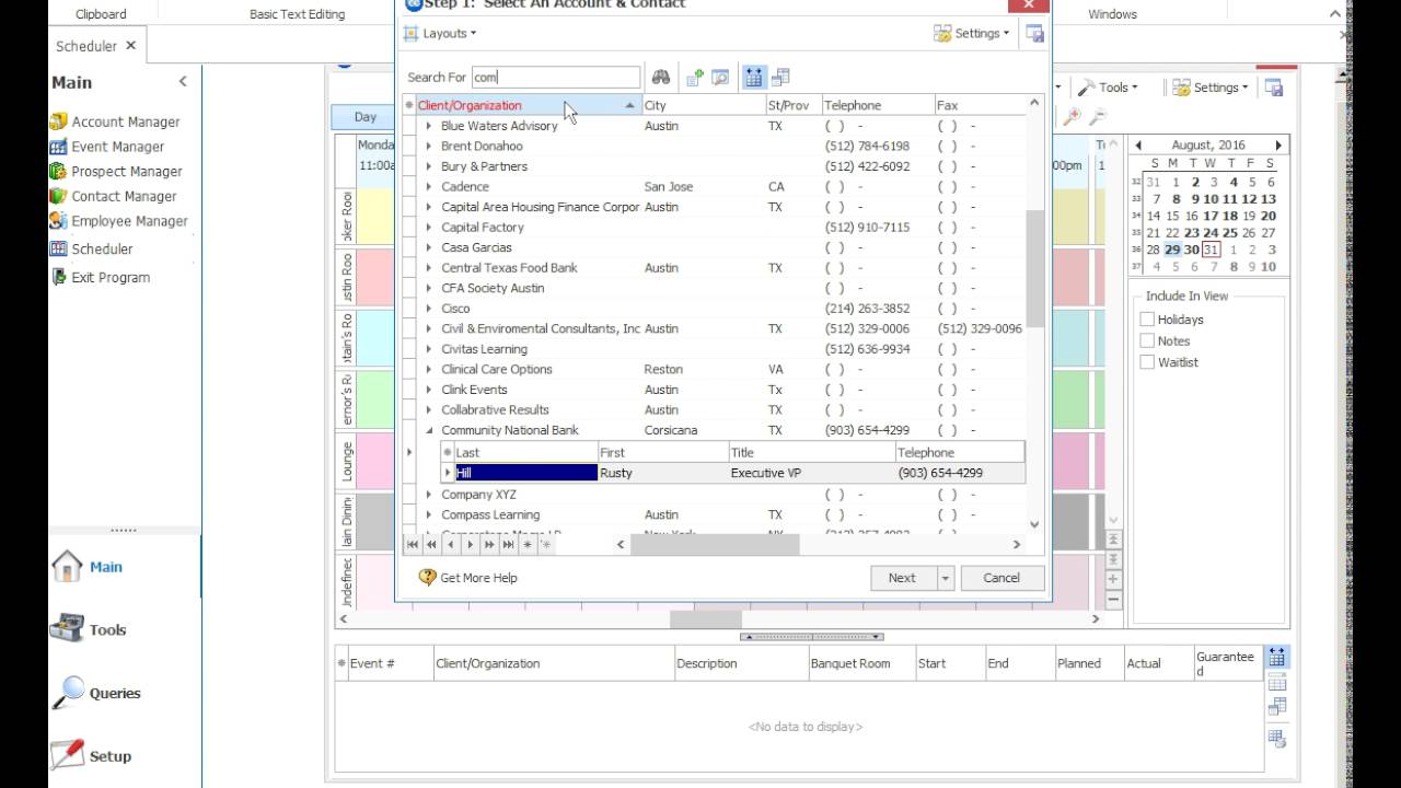 Steakhouse Caterease #1 Entering back data and booking and event