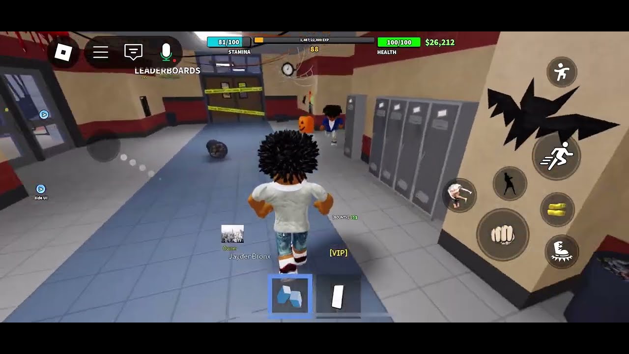 Became a crash out person in Roblox school fight
