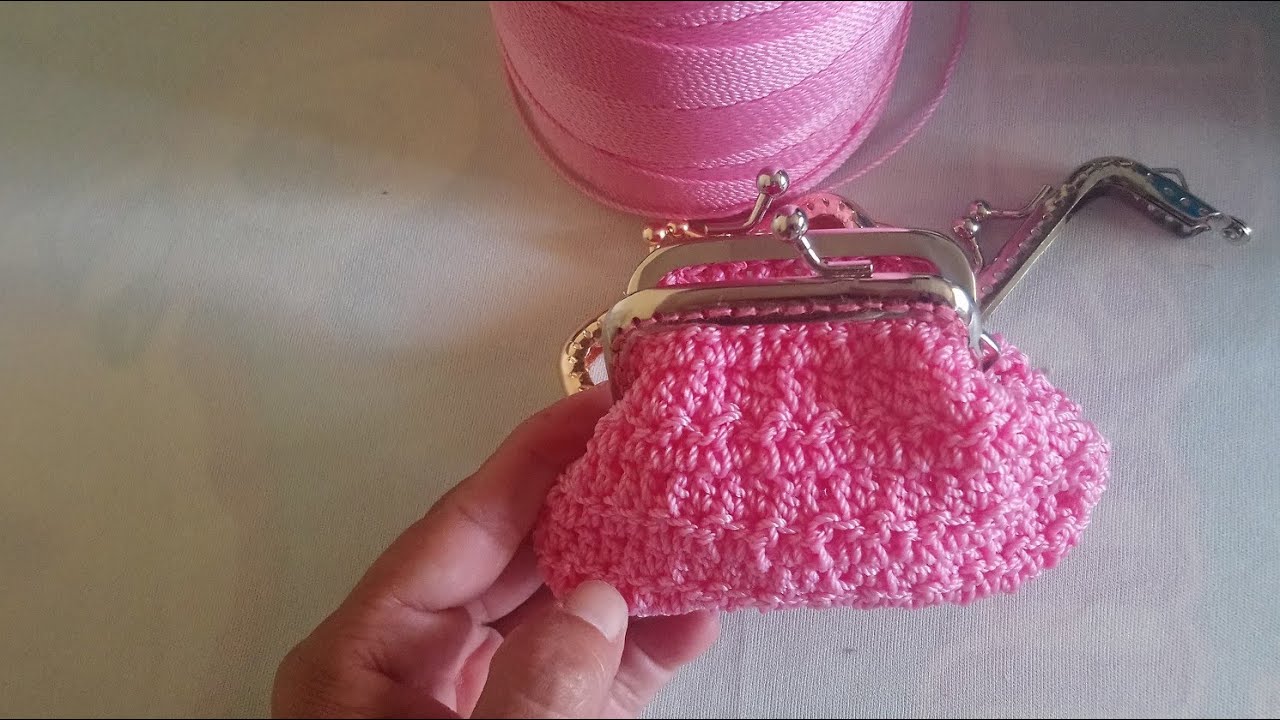 Monedero Tejido a Crochet Punto Cáscara De Limón con Boquilla
