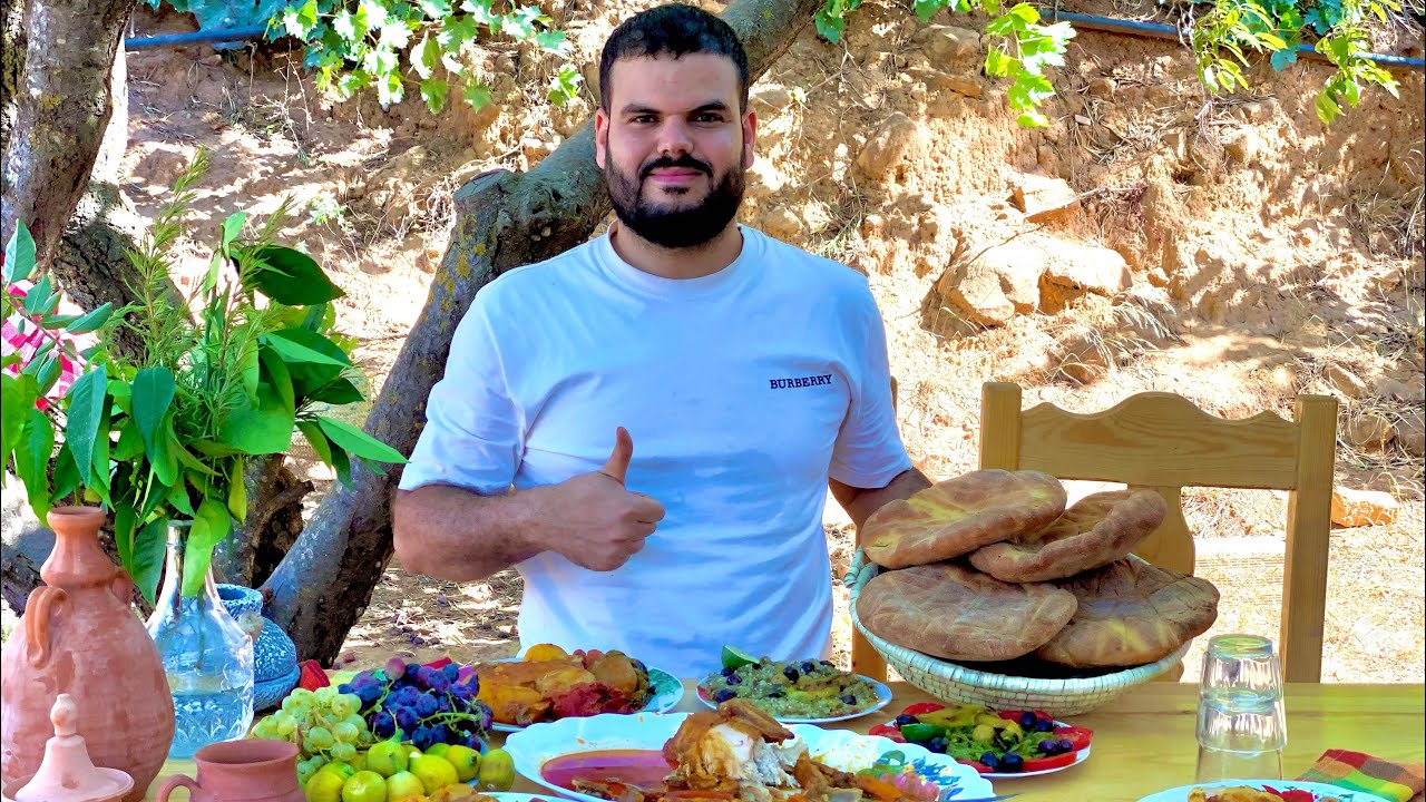 الطبخ في البادية! الدجاج المجمر مع الخضر le  village cuisine