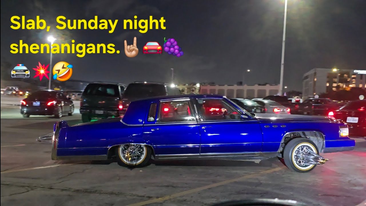 SLAB Sunday night, shenanigans in North Side Houston, Texas.🤘🏼🍇🚘🚔💥🤣🔥🔥🤘🏼