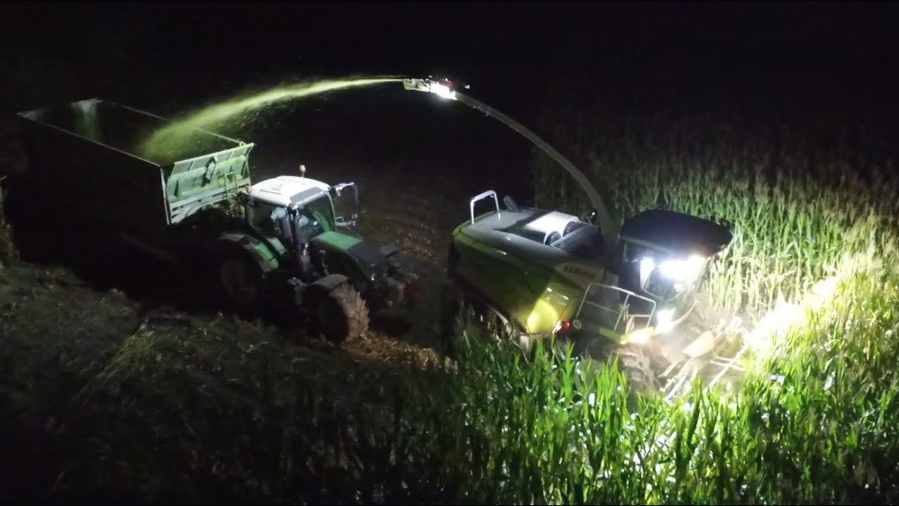 Maisernte 2019 im dunkeln extrem, mit Fendt 724 Vario | Claas Jaguar 970| Valtra t 214