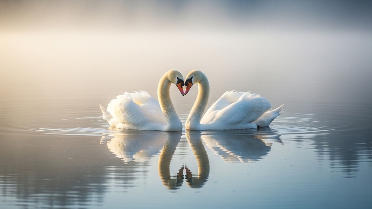 Romantic Swan Heart on Water | 10 Hours Relaxing TV Wallpaper | Ambient Background  4K Ultra HD
