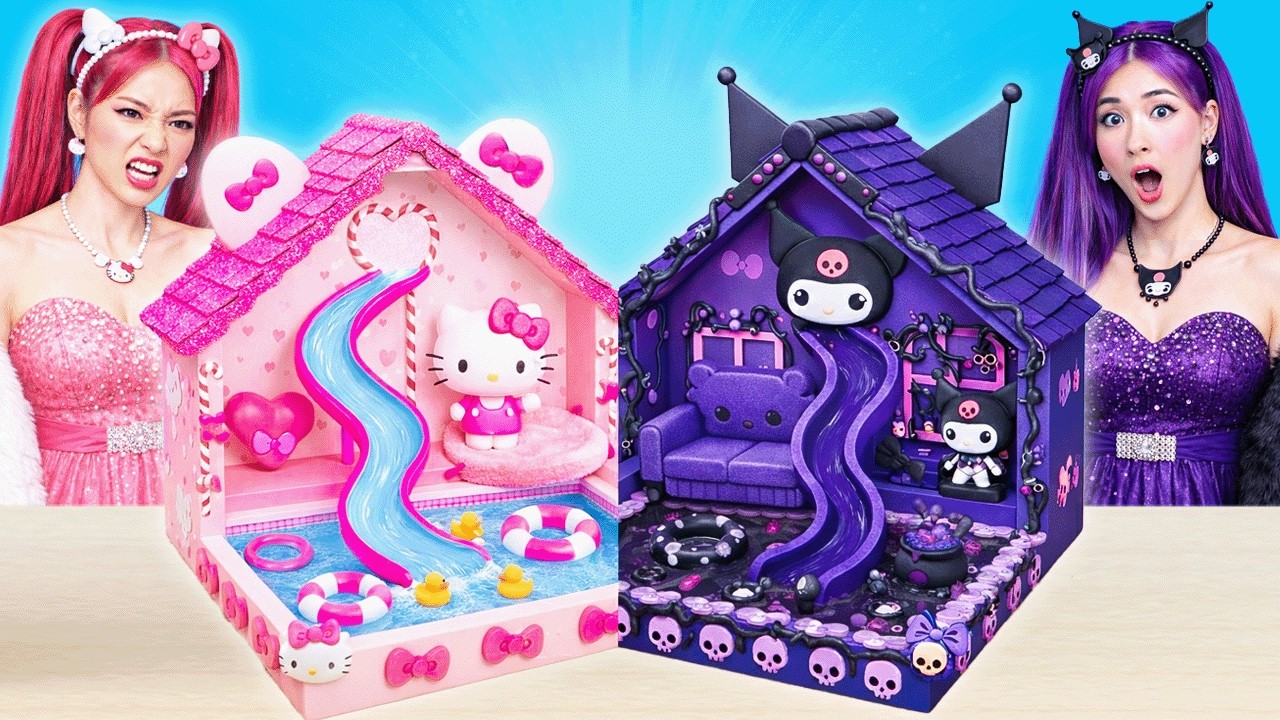 素晴らしいドールハウスを作ります | クロミ VS ハローキティ🖤 💖  DIYチャレンジ🏠✨ by PiPi Pop JP