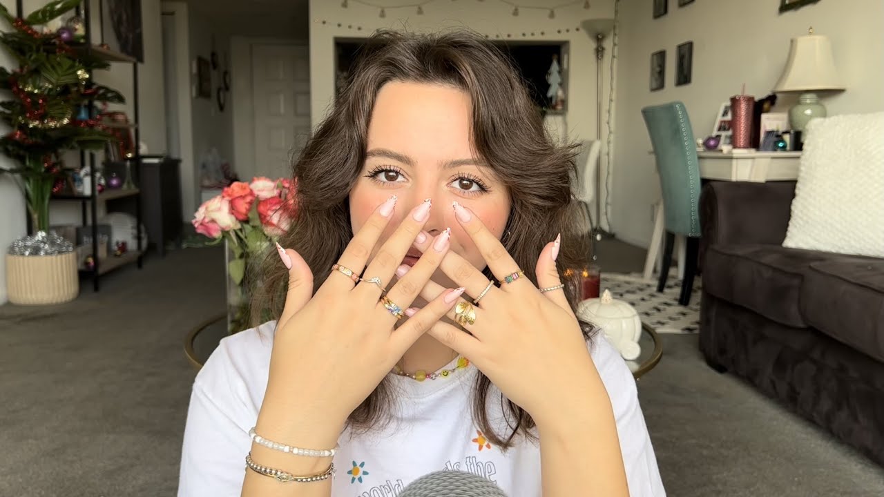 ASMR Tingly Acrylic Nail Tapping + Finger Fluttering w/ Rings | Nail on Nail Tapping