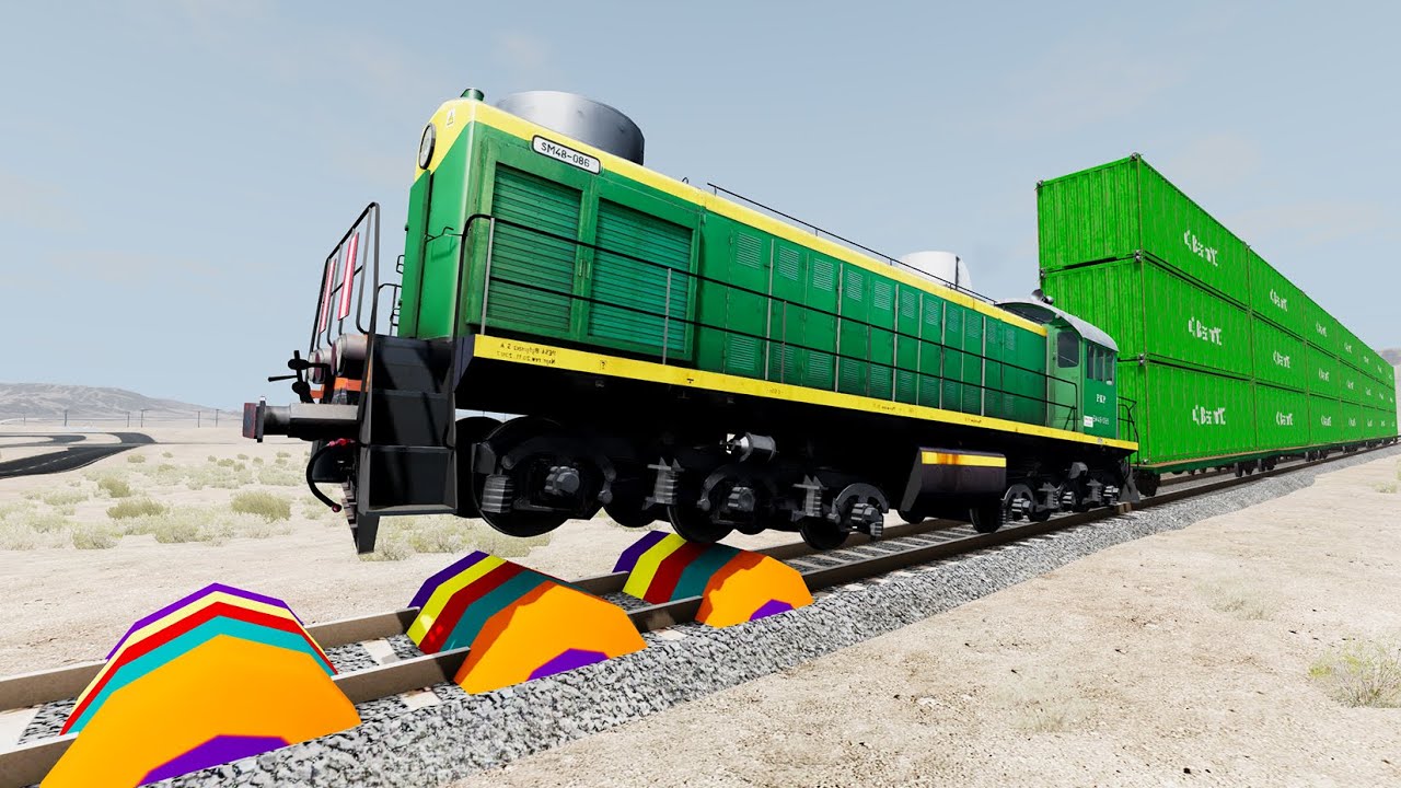 Trains Vs Speed Bumps #44 - Beamng.Drive
