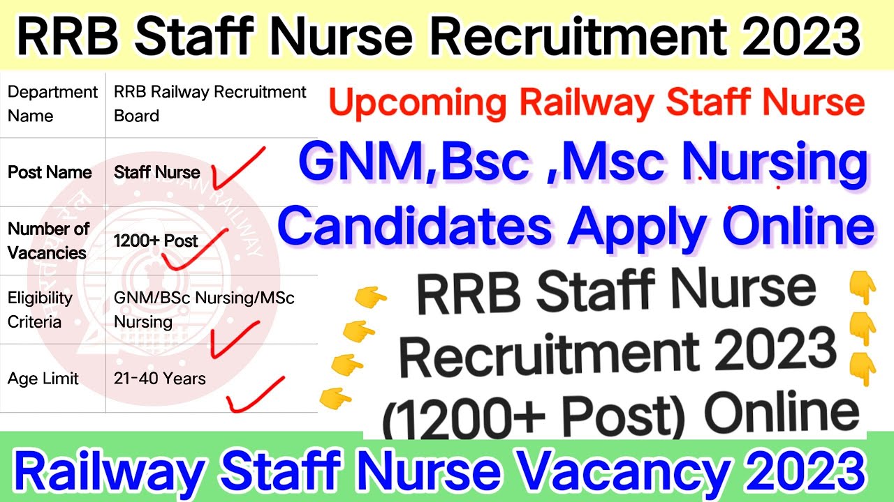 RRB Staff Nurse Vacancy, Railway Staff Nurse Vacancy 2023 Upcoming,RRB New Nursing Vacancy 2023 Post