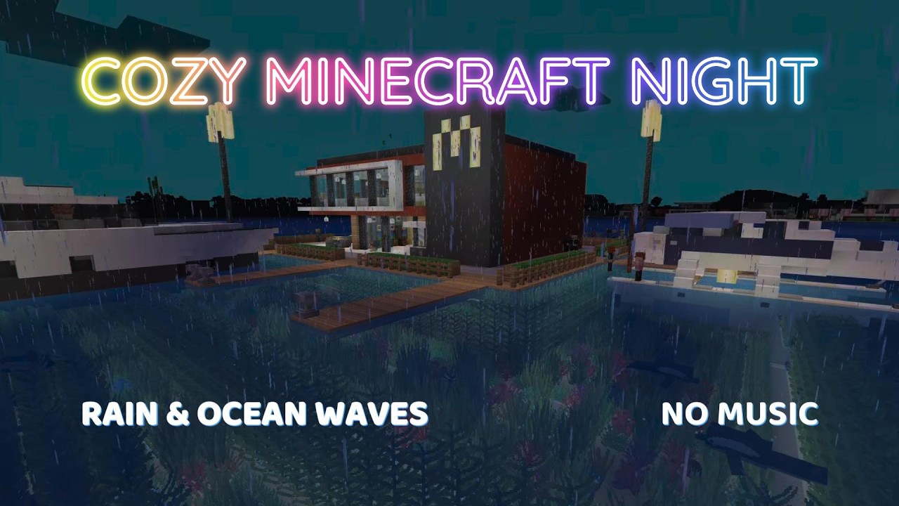 Minecraft Rain & Ocean Waves 🌧🌊 Cozy Night Ambience for Sleep, Study & Relax (No Music)