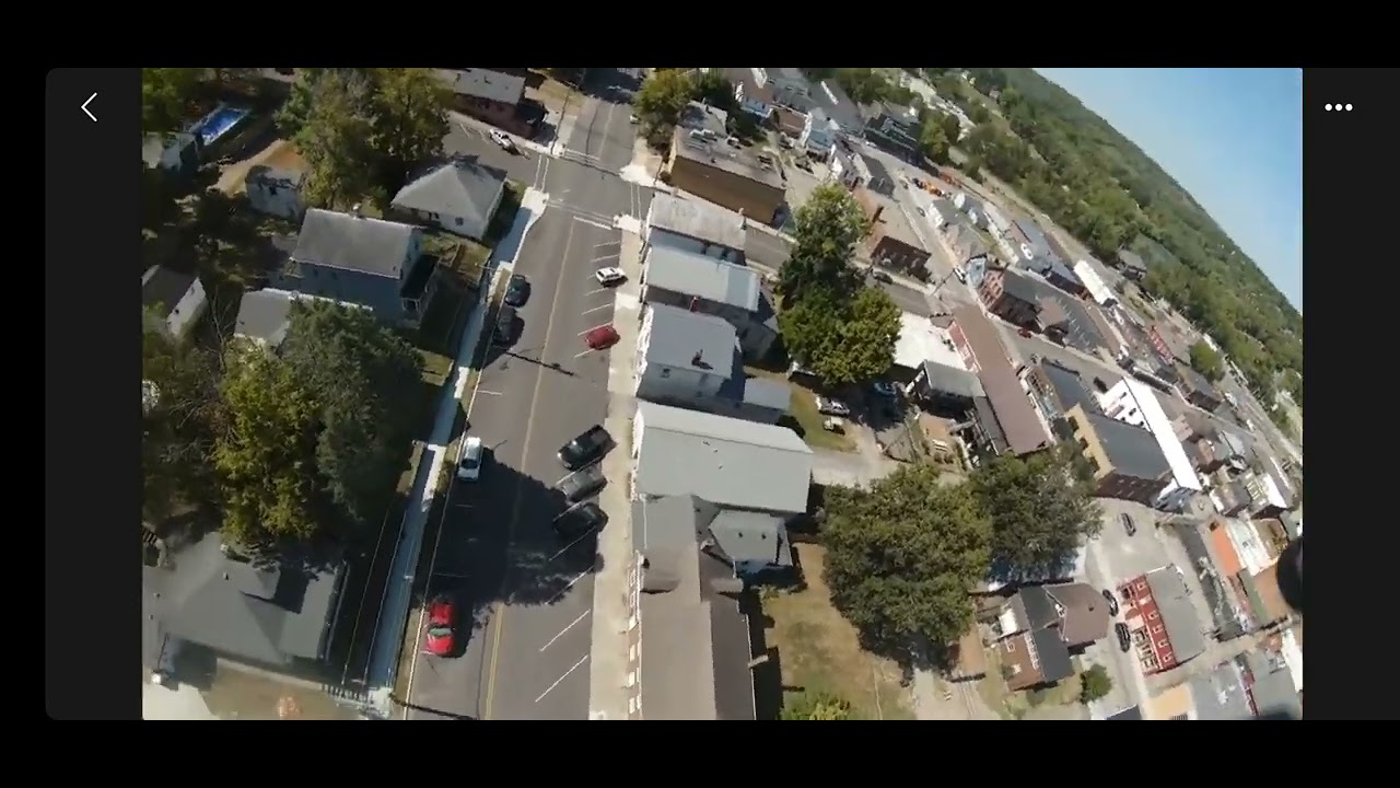 Aurora, Indiana downtown and scenic river view. this was a test flight.