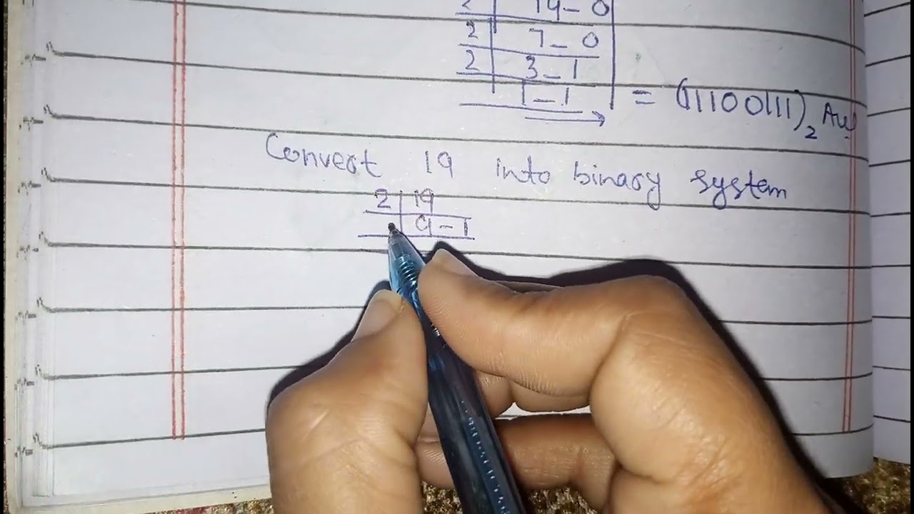 convert 19 into binary system | decimal to binary conversion
