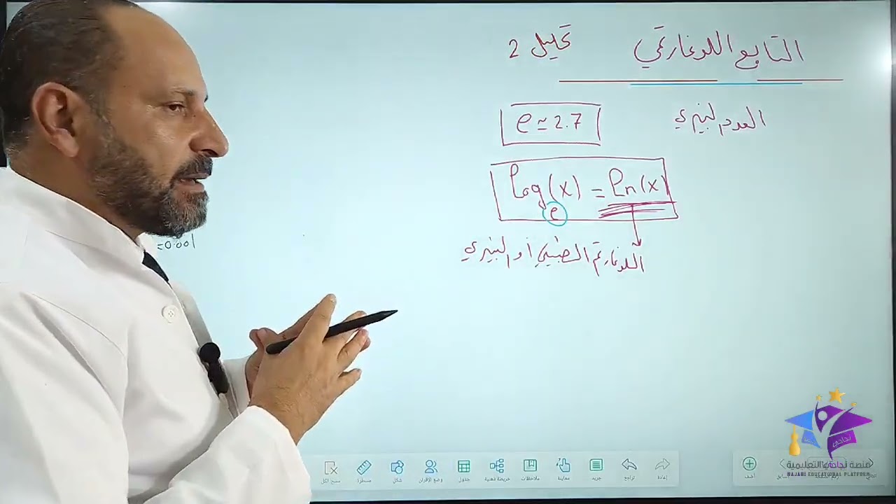 الجلسة الأولى في التابع اللوغاريتمي - الأستاذ أحمد العمور - منصة  نجاحي التعليمية 💜