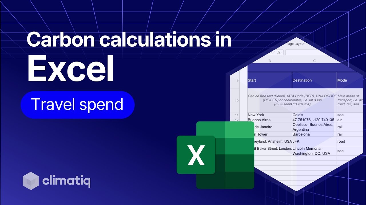 How to calculate carbon footprint for journeys using spend data: Climatiq Excel add-in V2