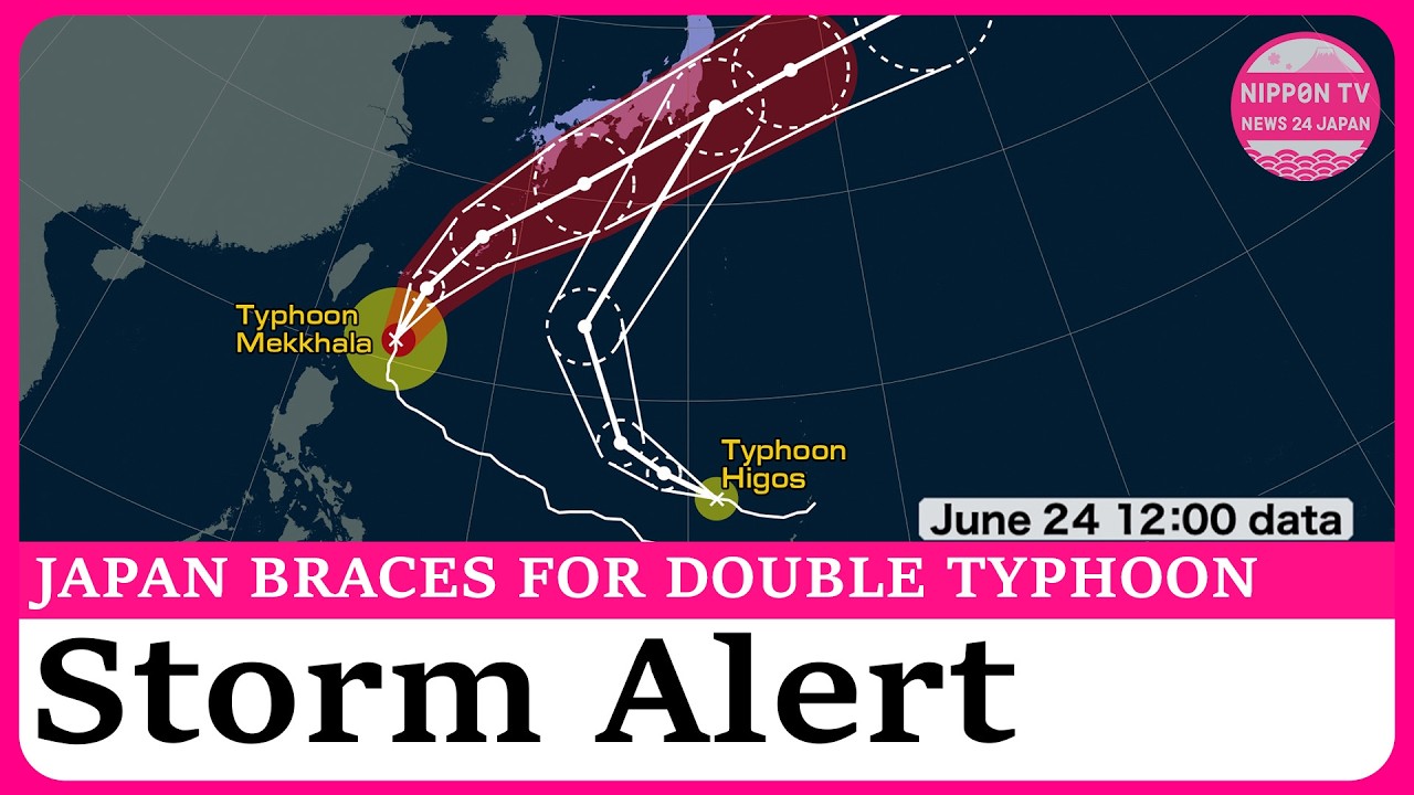 Heavy rain lashes Kyushu, 2 typhoons approaching Japan