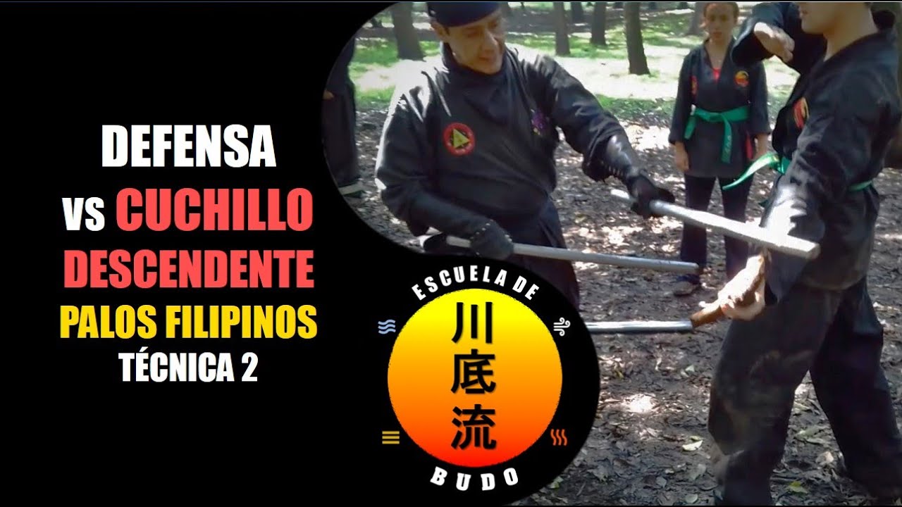 Defensa vs cuchillo descendente con Palos Filipinos TÉCNICA 2